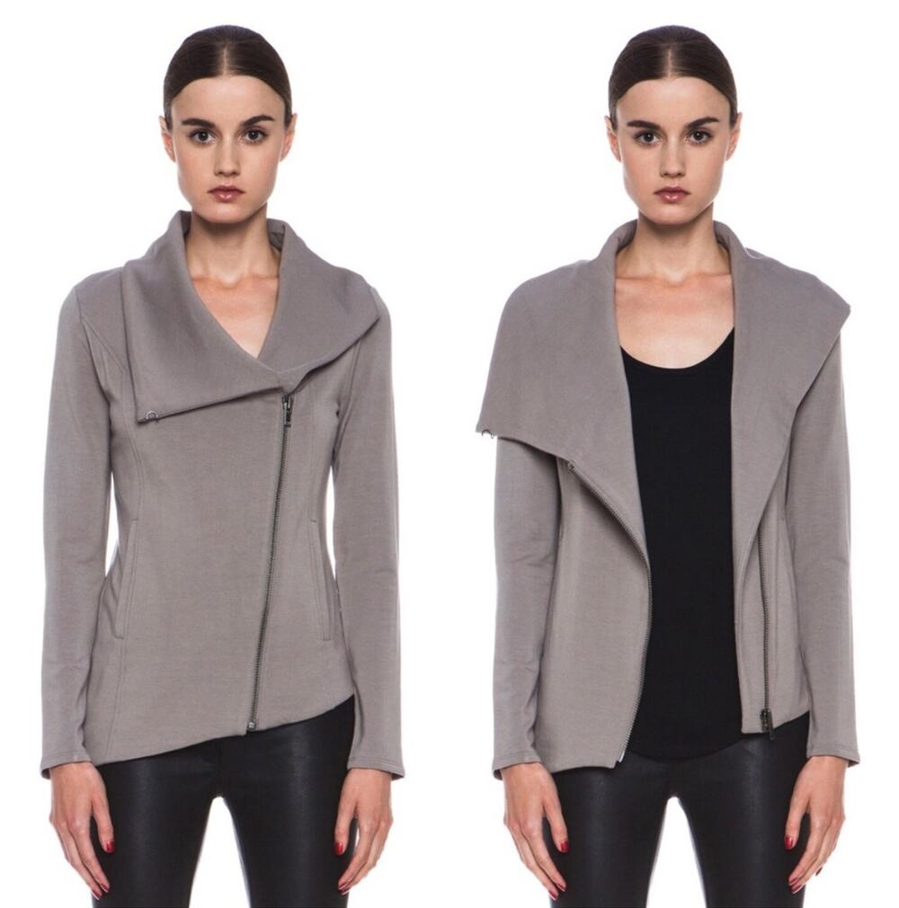 Helmut Lang Villous Gray Asymmetrical Biker Moto Jacket